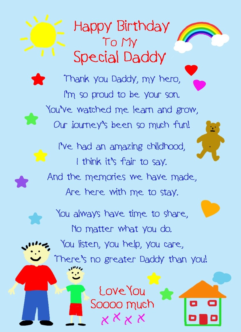 from The Kids Poem Verse Birthday Card (Special Daddy, from Son)