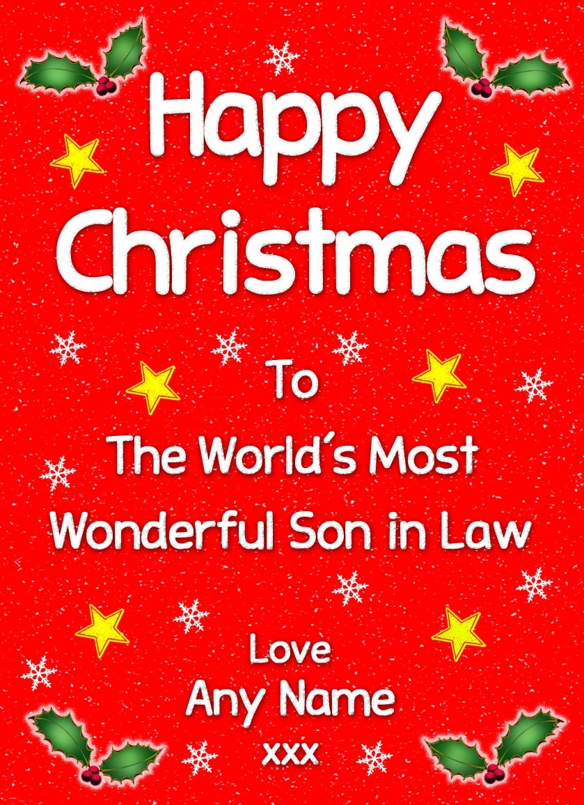 Personalised 'Son in Law' Christmas Greeting Card