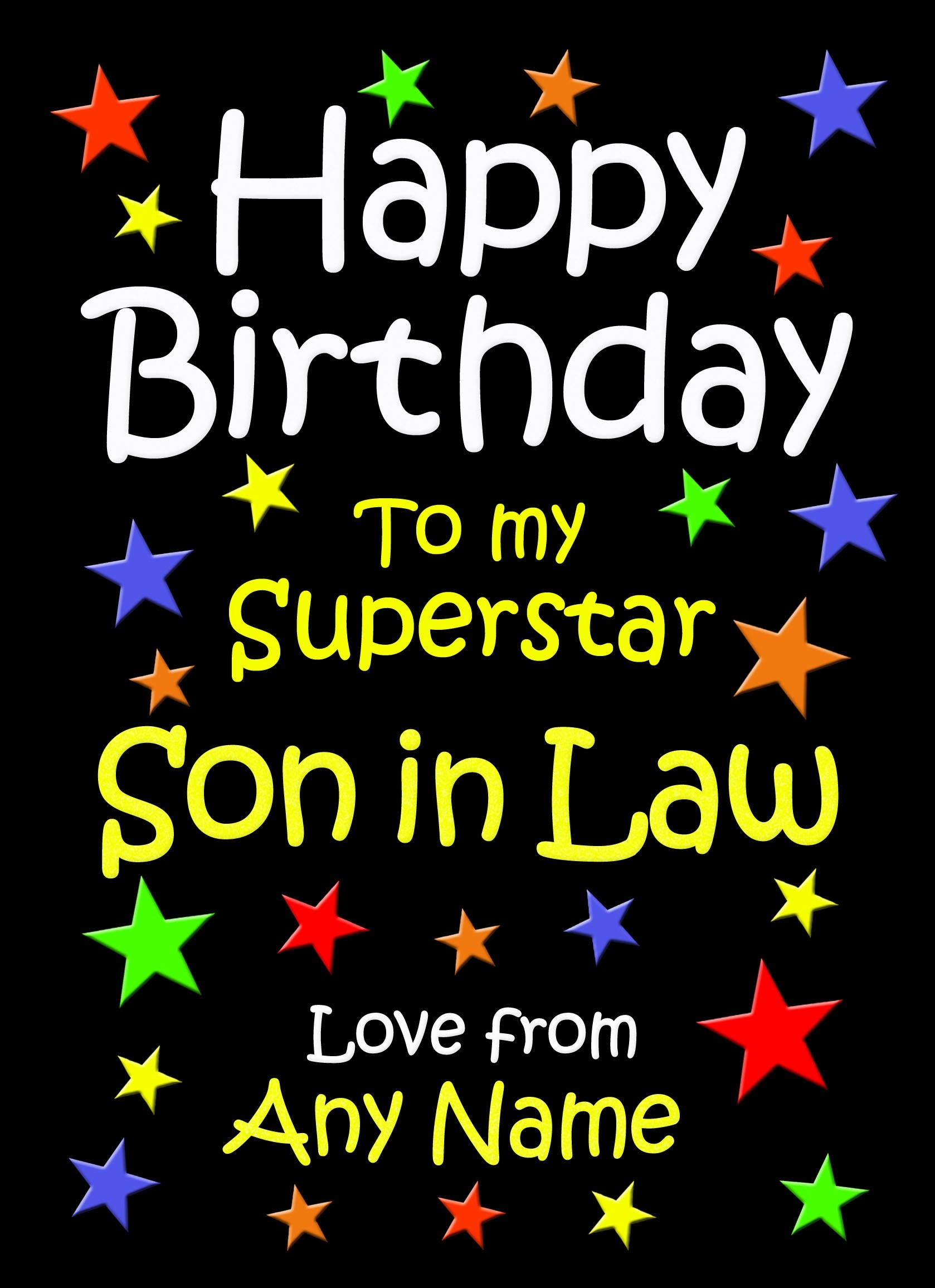 Personalised Son in Law Birthday Card (Black)