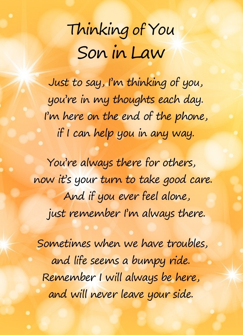 Thinking of You 'Son in Law' Poem Verse Greeting Card