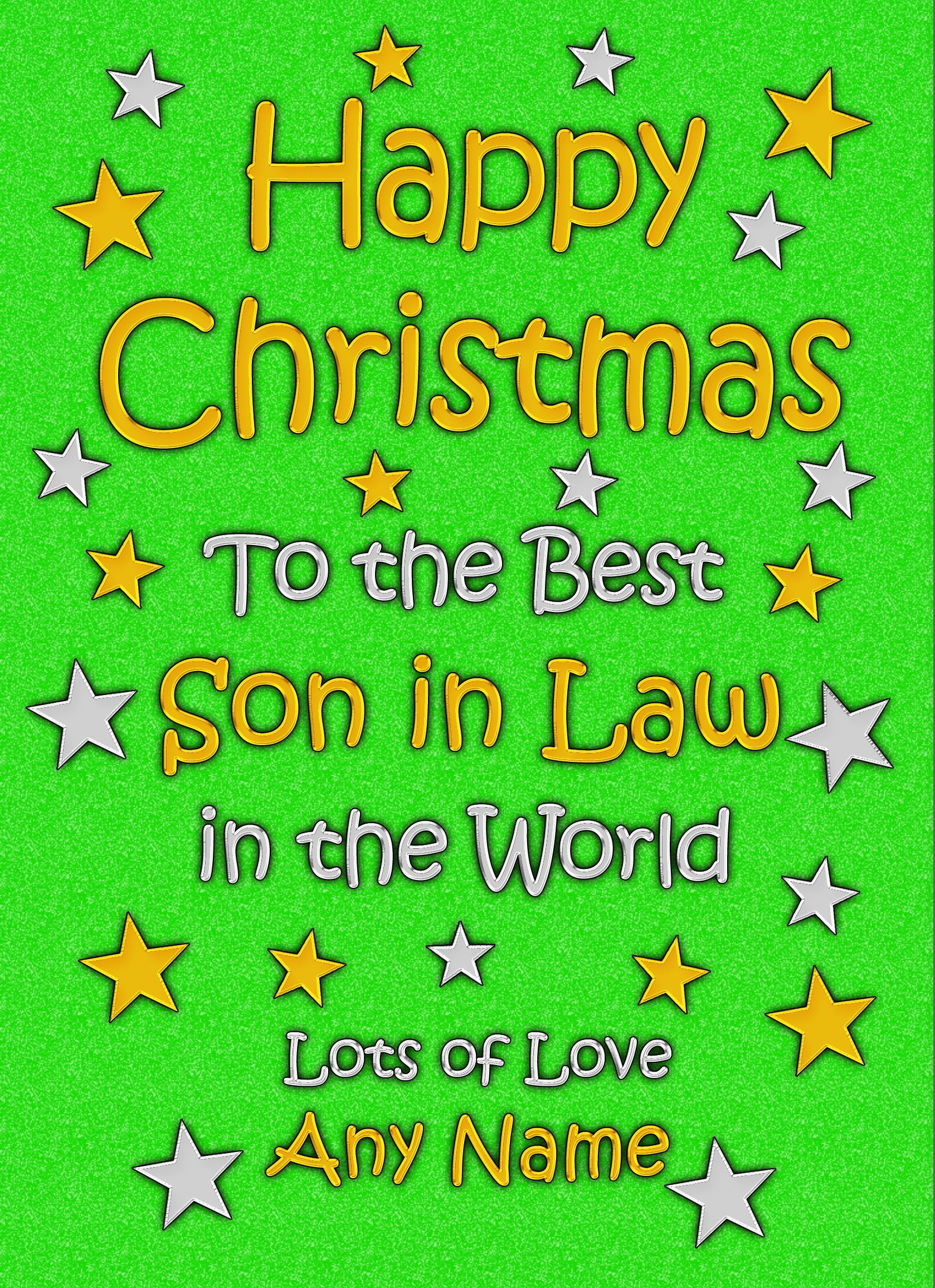Personalised Son in Law Christmas Card (Green)