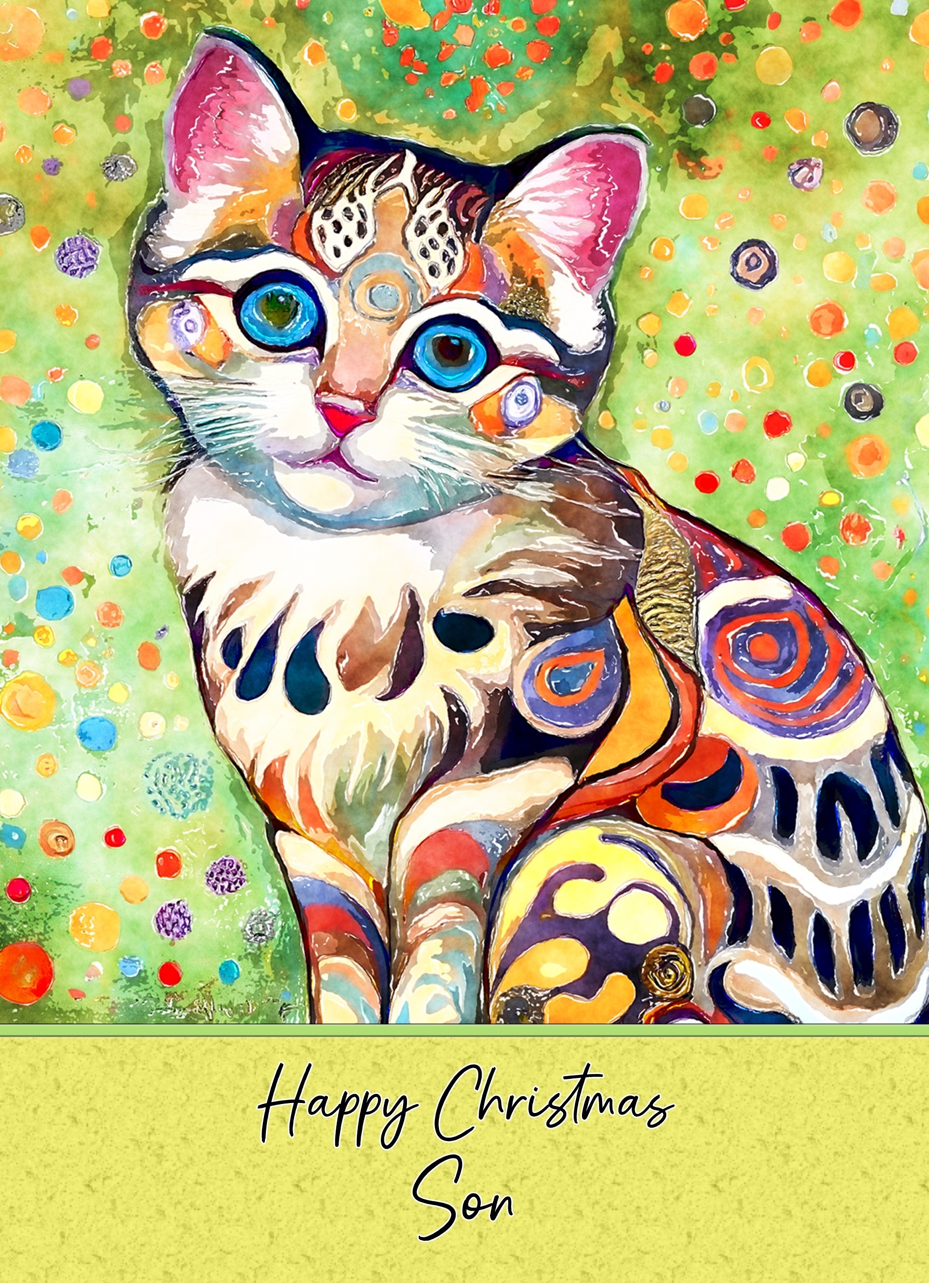 Christmas Card For Son (Cat Art Painting)
