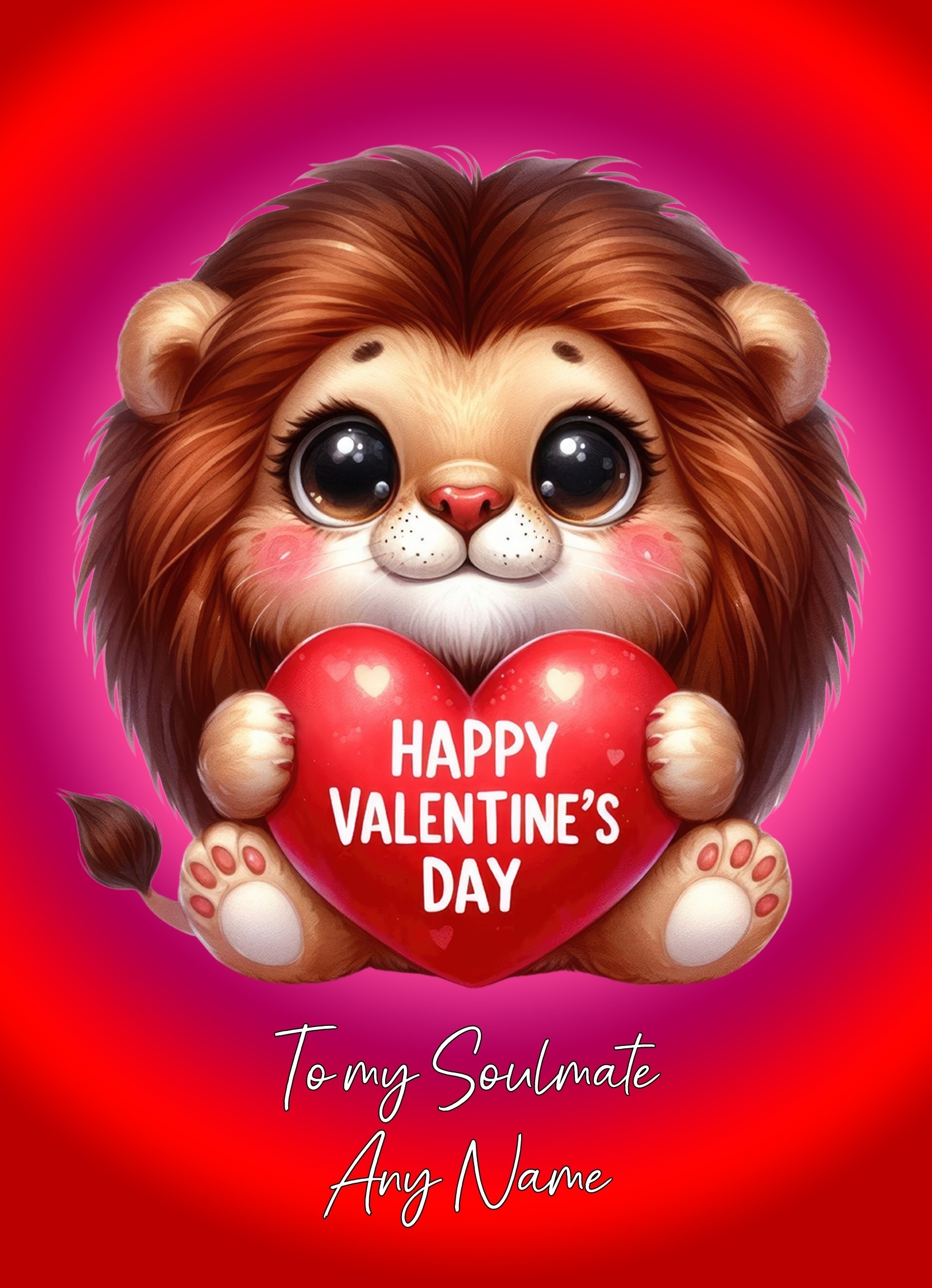 Personalised Valentines Day Card for Soulmate (Lion)