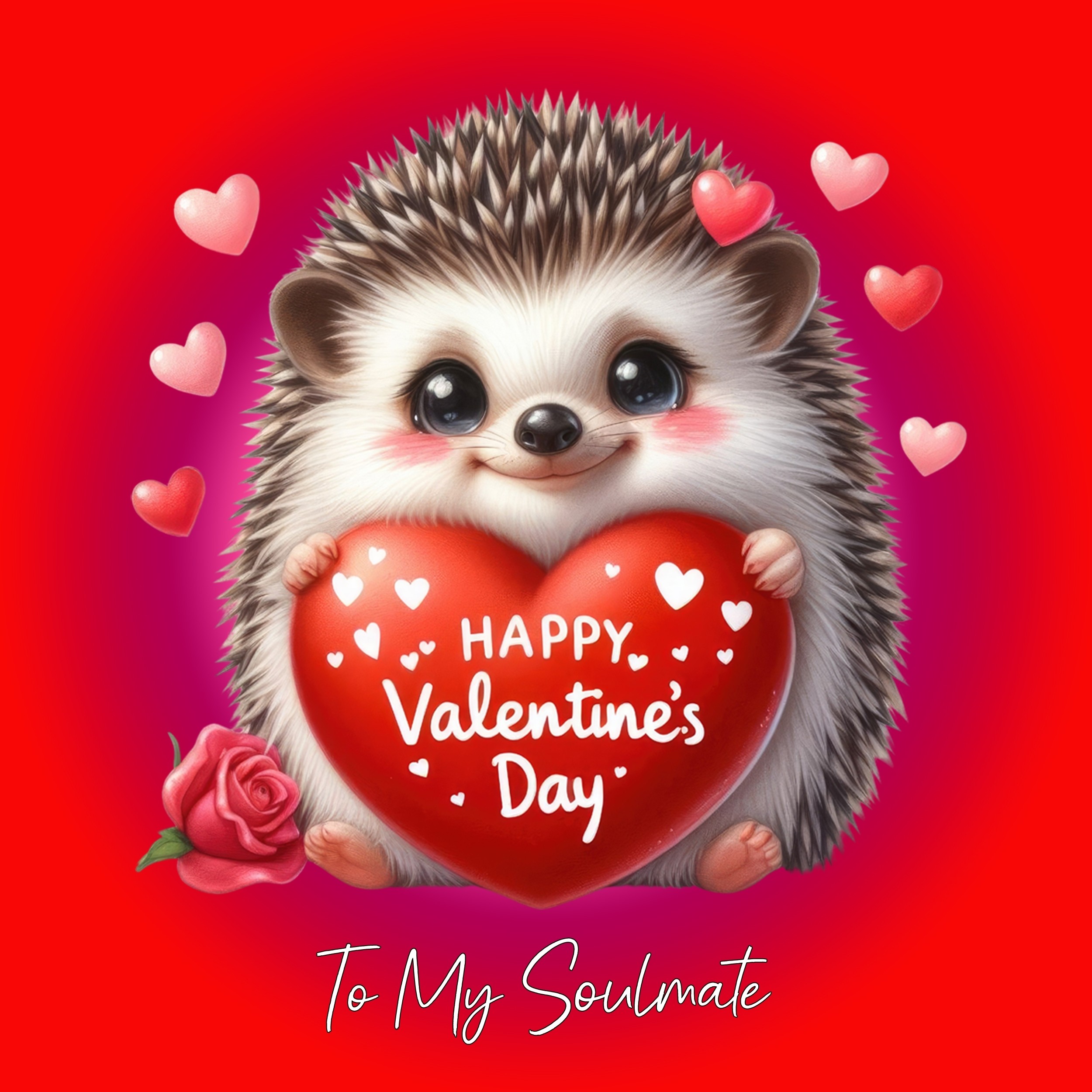 Valentines Day Square Card for Soulmate (Hedgehog)