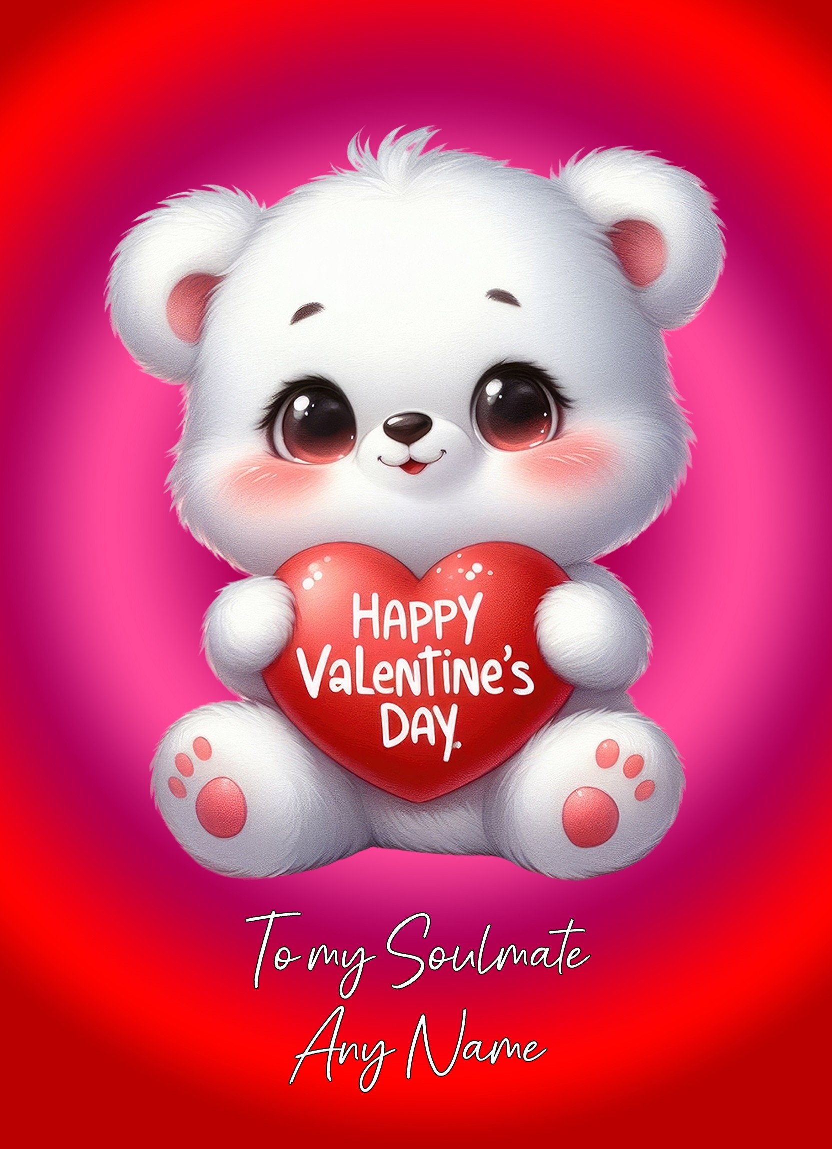 Personalised Valentines Day Card for Soulmate (Cuddly Bear Heart)