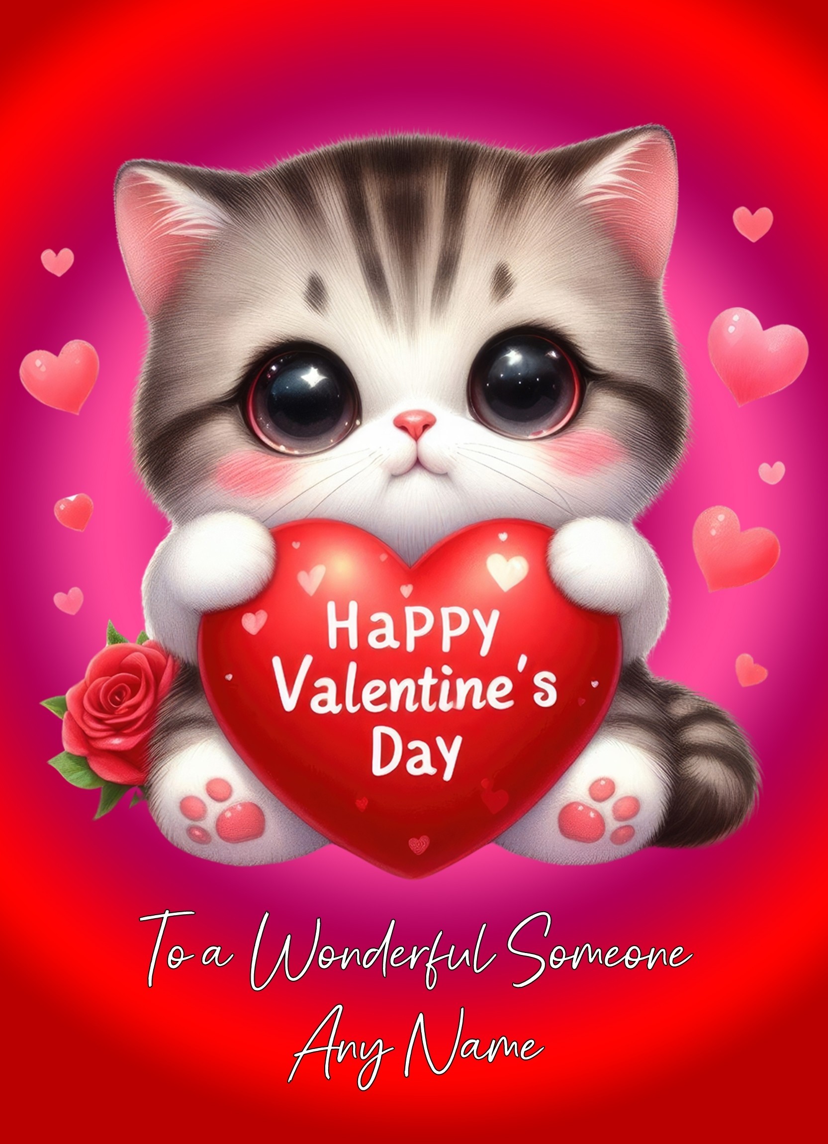 Personalised Valentines Day Card for Wonderful Someone (Cat)