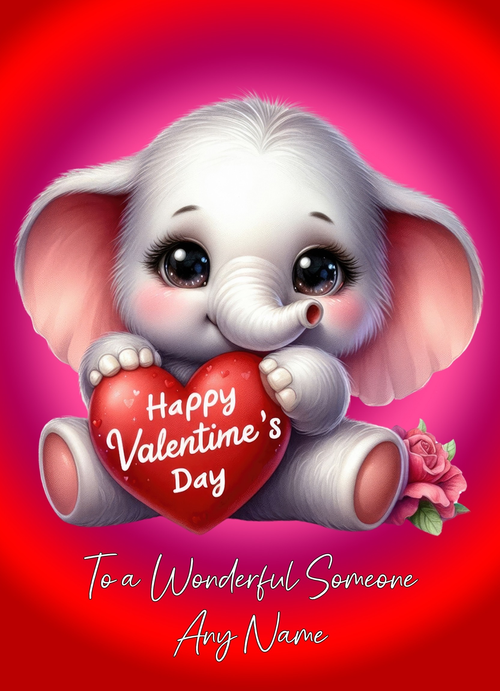 Personalised Valentines Day Card for Wonderful Someone (Elephant)