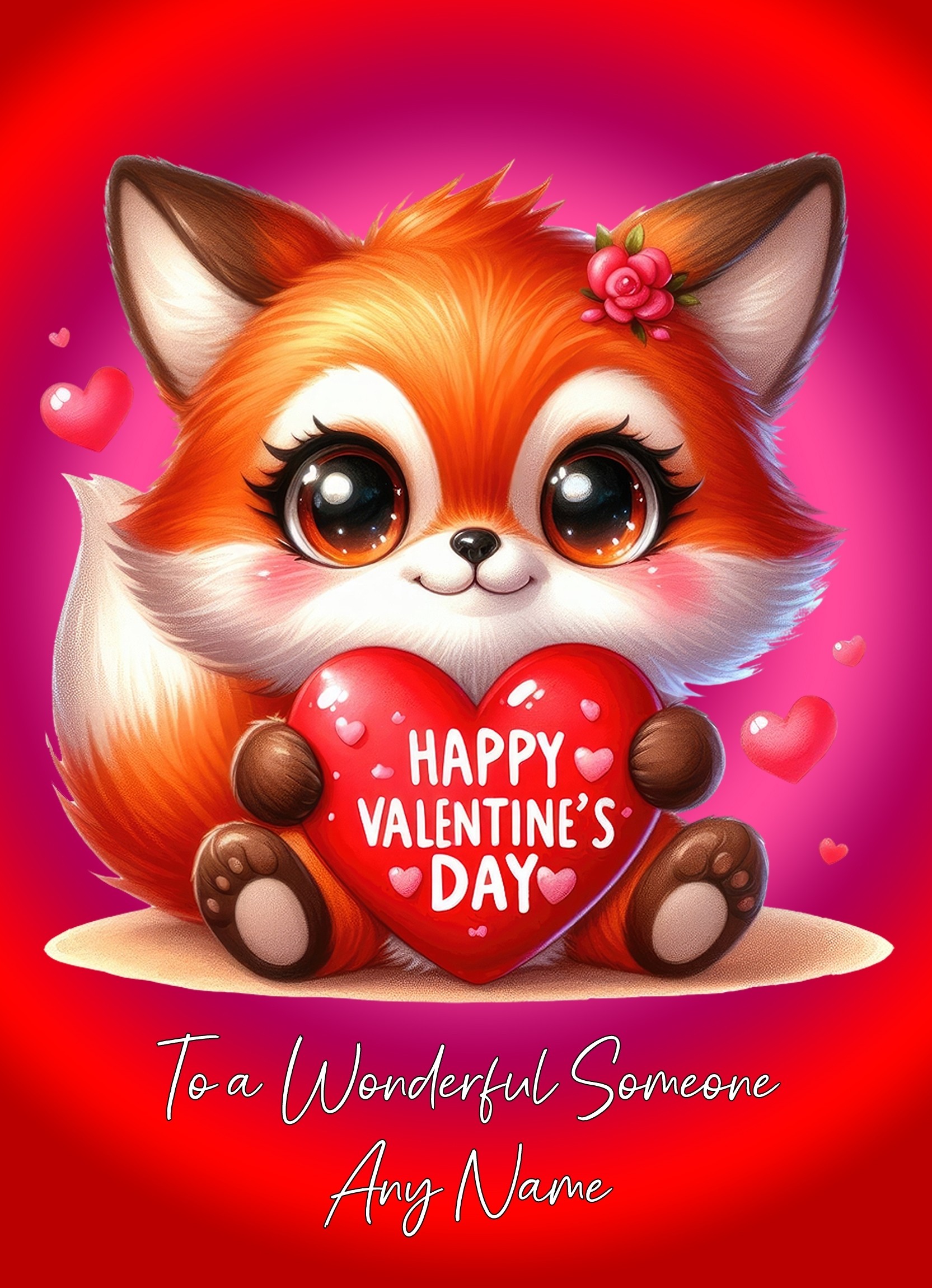 Personalised Valentines Day Card for Wonderful Someone (Fox)