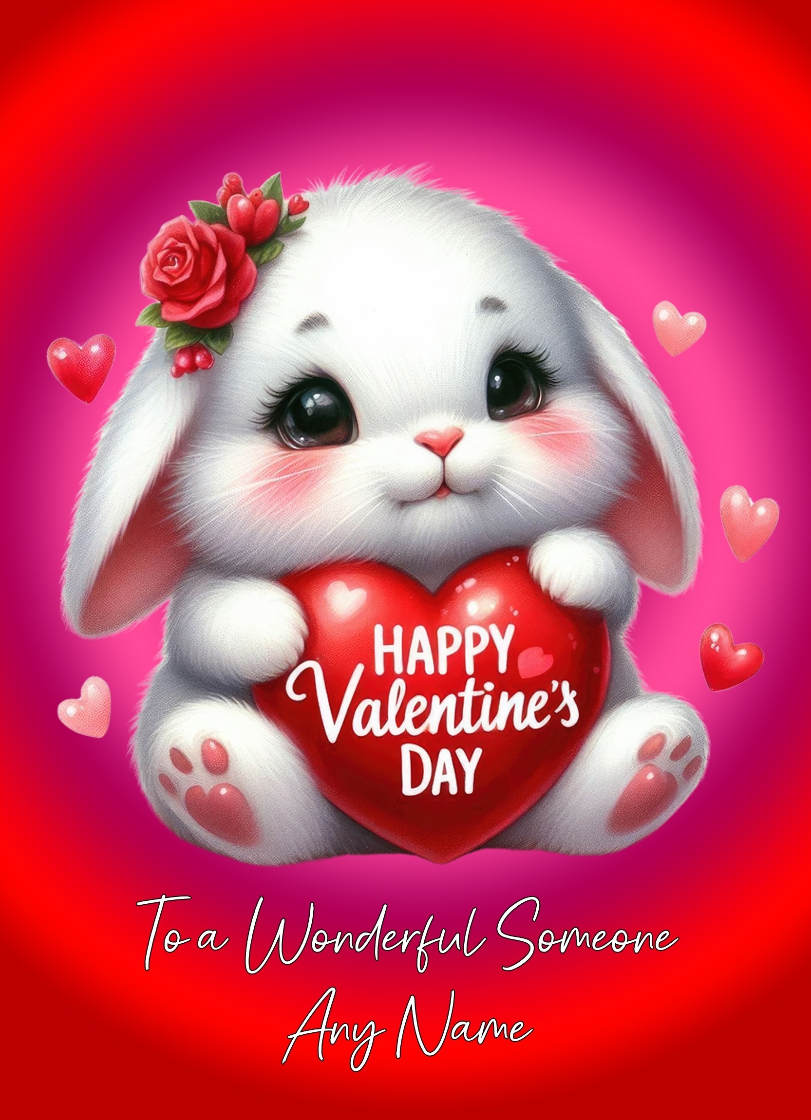 Personalised Valentines Day Card for Wonderful Someone (Rabbit)
