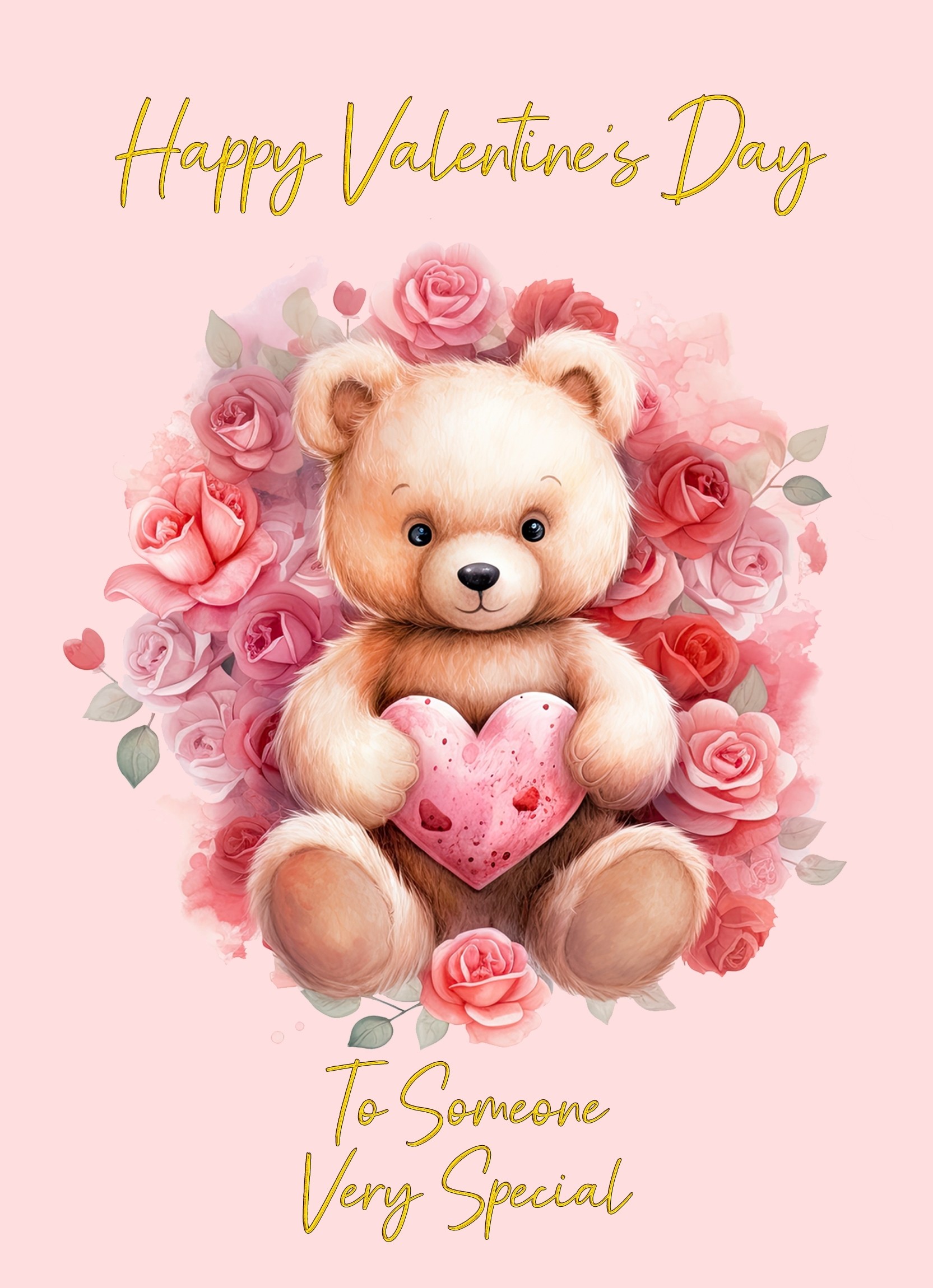 Valentines Day Card for Wonderful Someone (Cuddly Bear, Design 1)