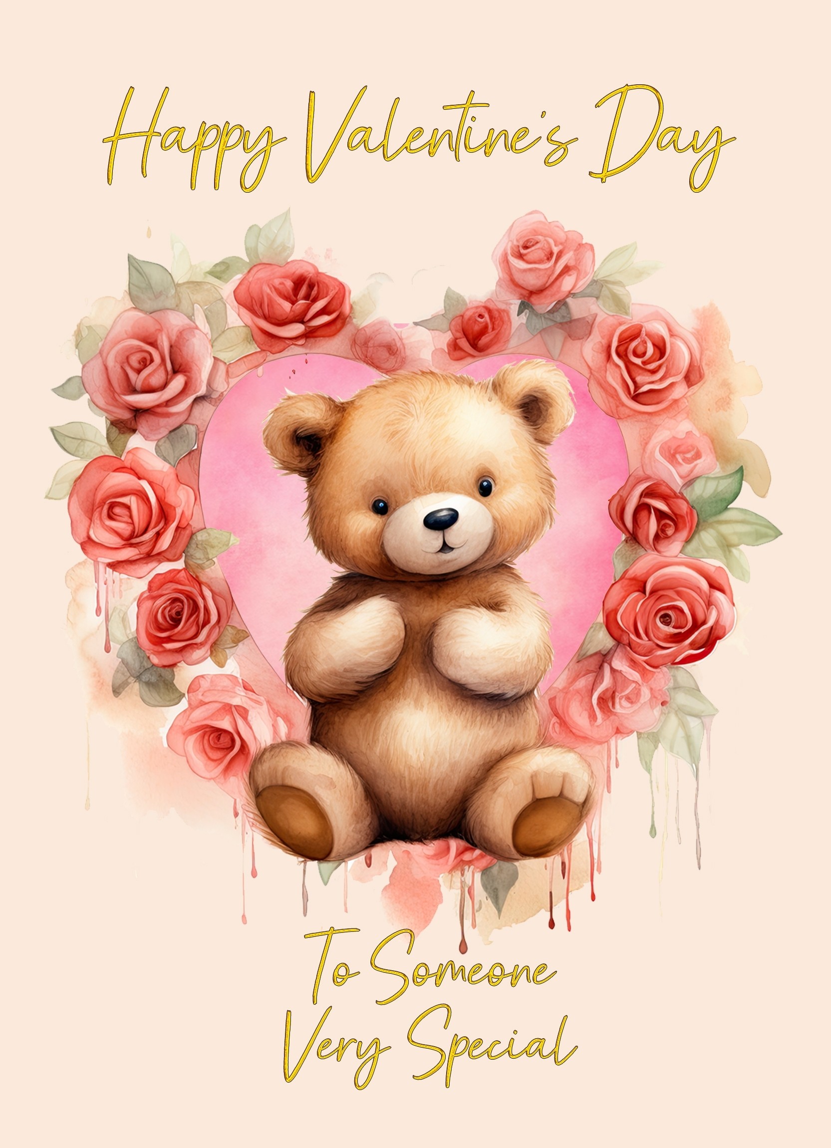Valentines Day Card for Wonderful Someone (Cuddly Bear, Design 2)