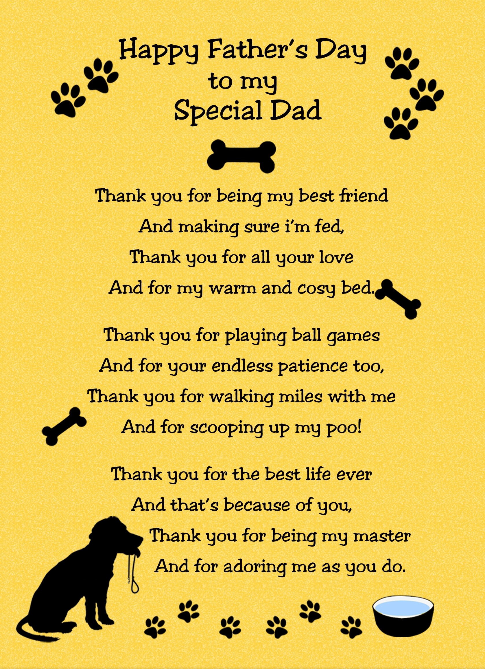 From The Dog Fathers Day Verse Poem Card (Yellow, Special Dad)