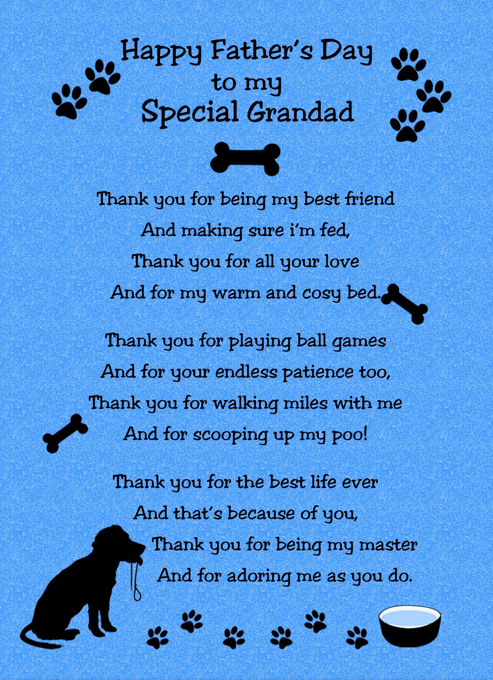 From The Dog Fathers Day Verse Poem Card (Blue, Special Grandad)
