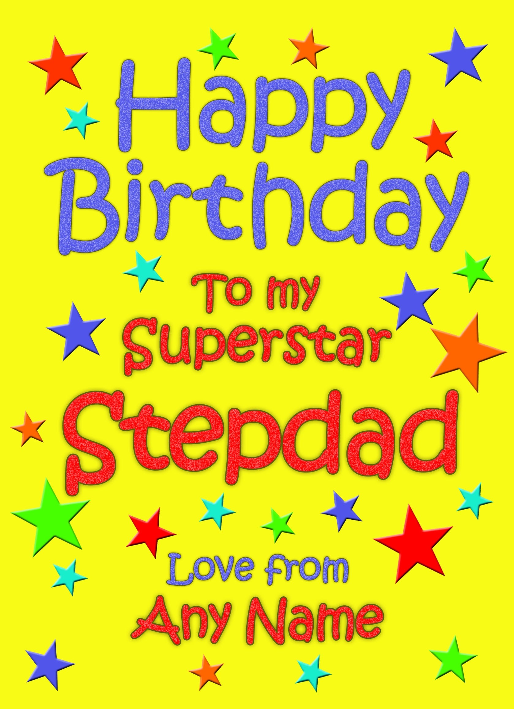 Personalised Stepdad Birthday Card (Yellow)