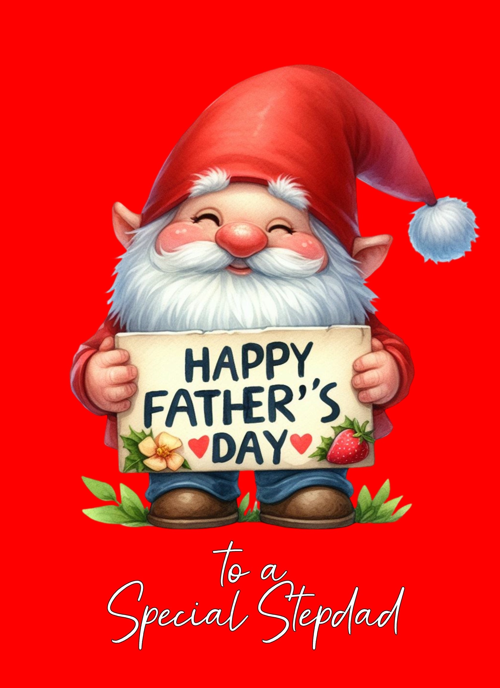 Gnome Funny Art Fathers Day Card For Stepdad (Design 2)
