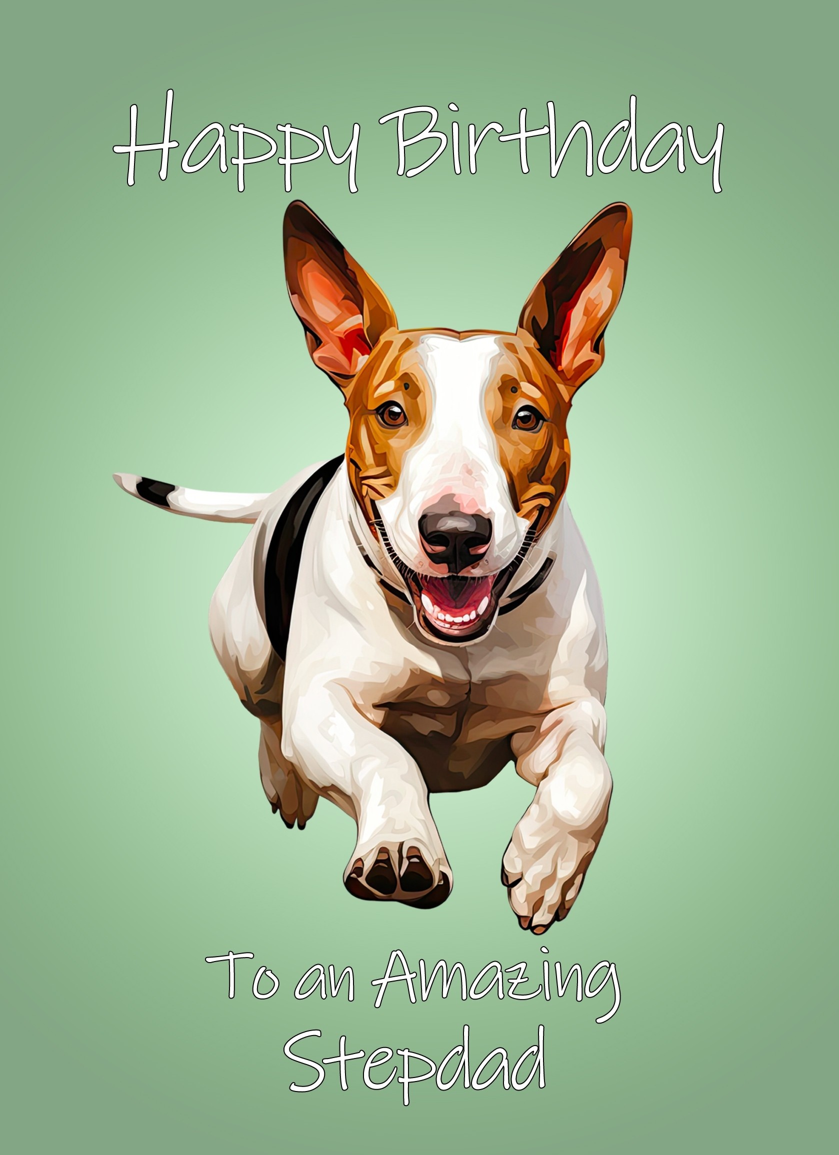 English Bull Terrier Dog Birthday Card For Stepdad