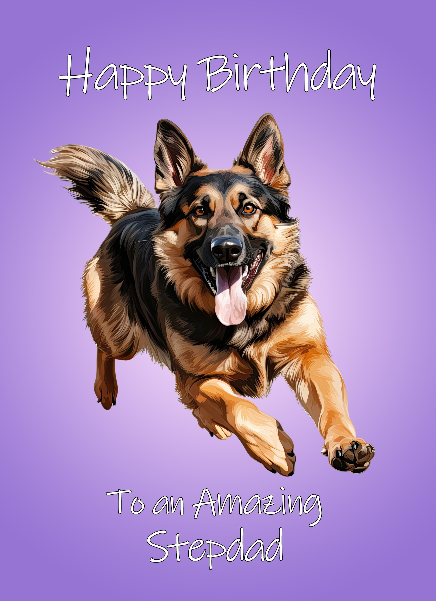 German Shepherd Dog Birthday Card For Stepdad