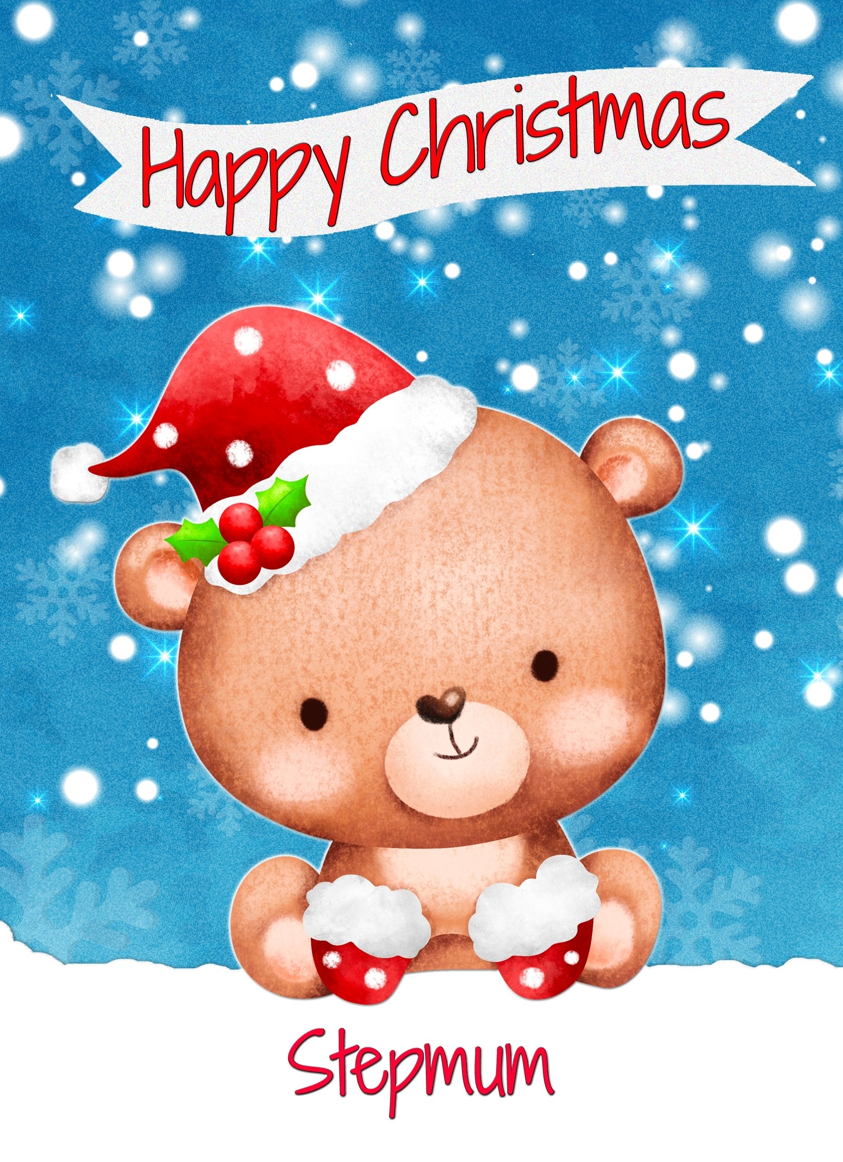 Christmas Card For Stepmum (Happy Christmas, Bear)