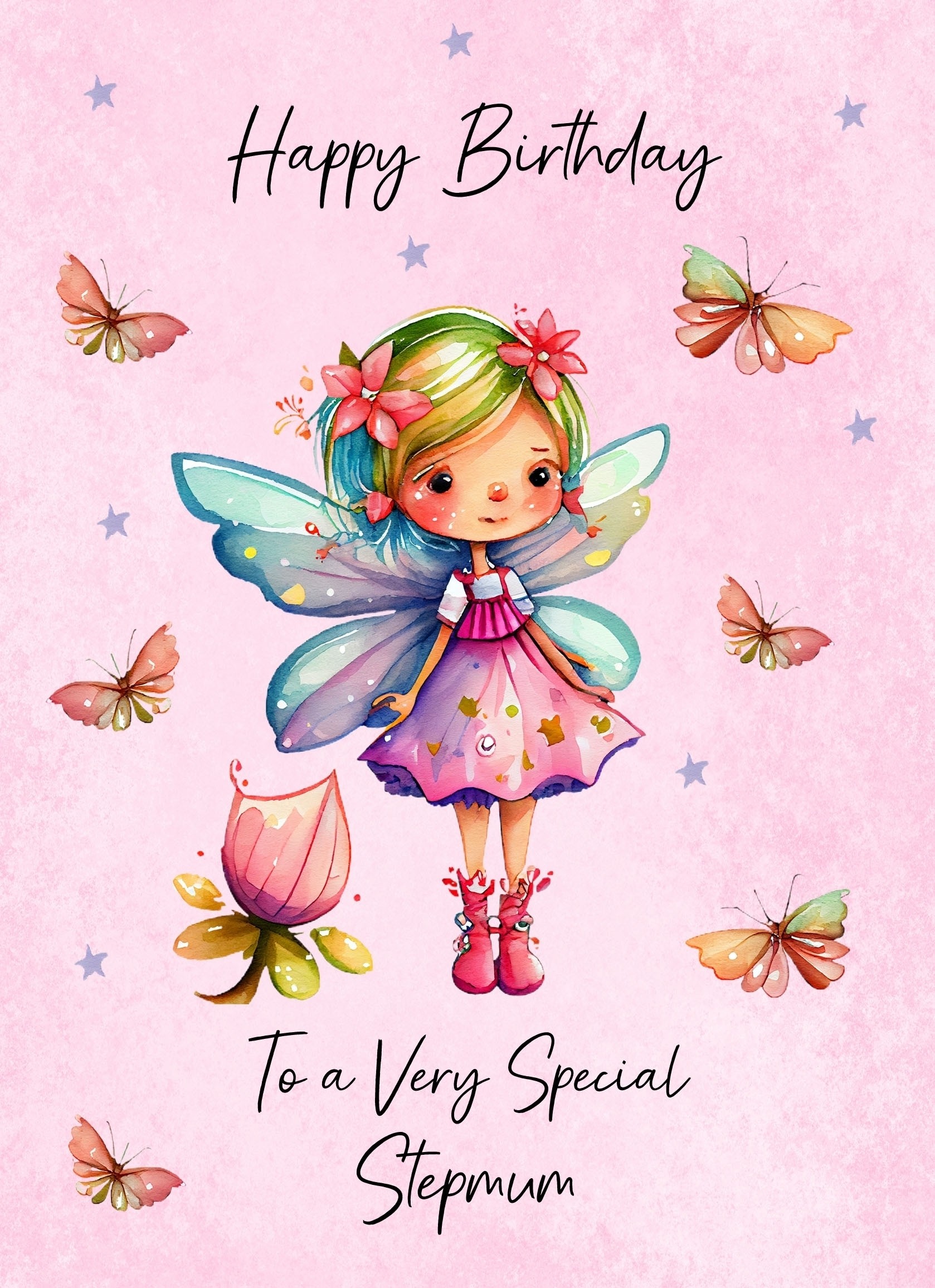 Fairy Art Birthday Card For Stepmum