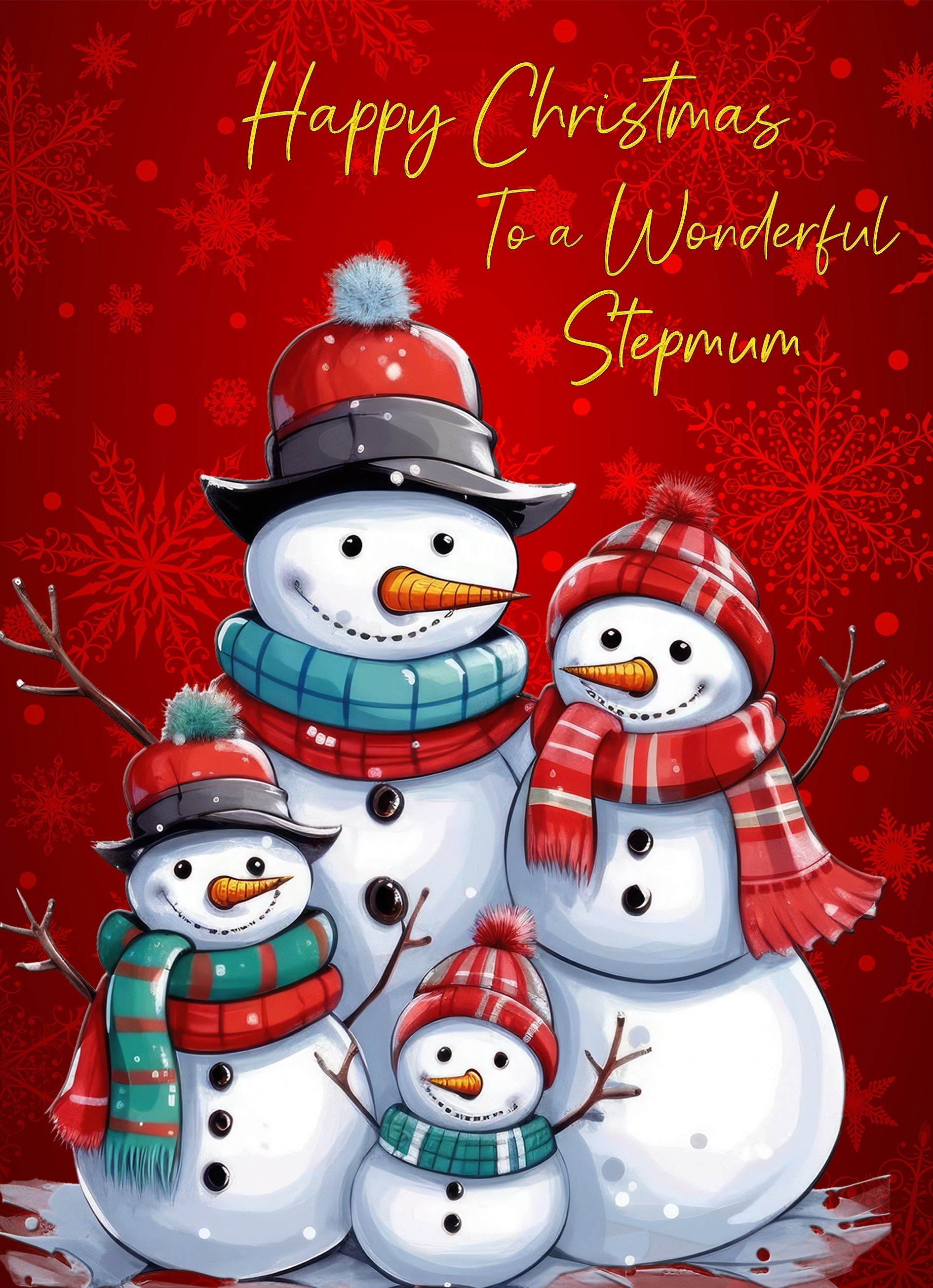 Christmas Card For Stepmum (Snowman, Design 10)