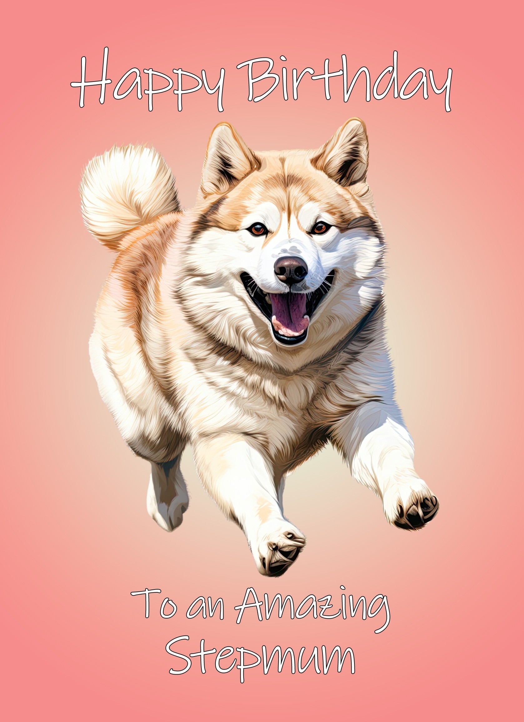 Akita Dog Birthday Card For Stepmum