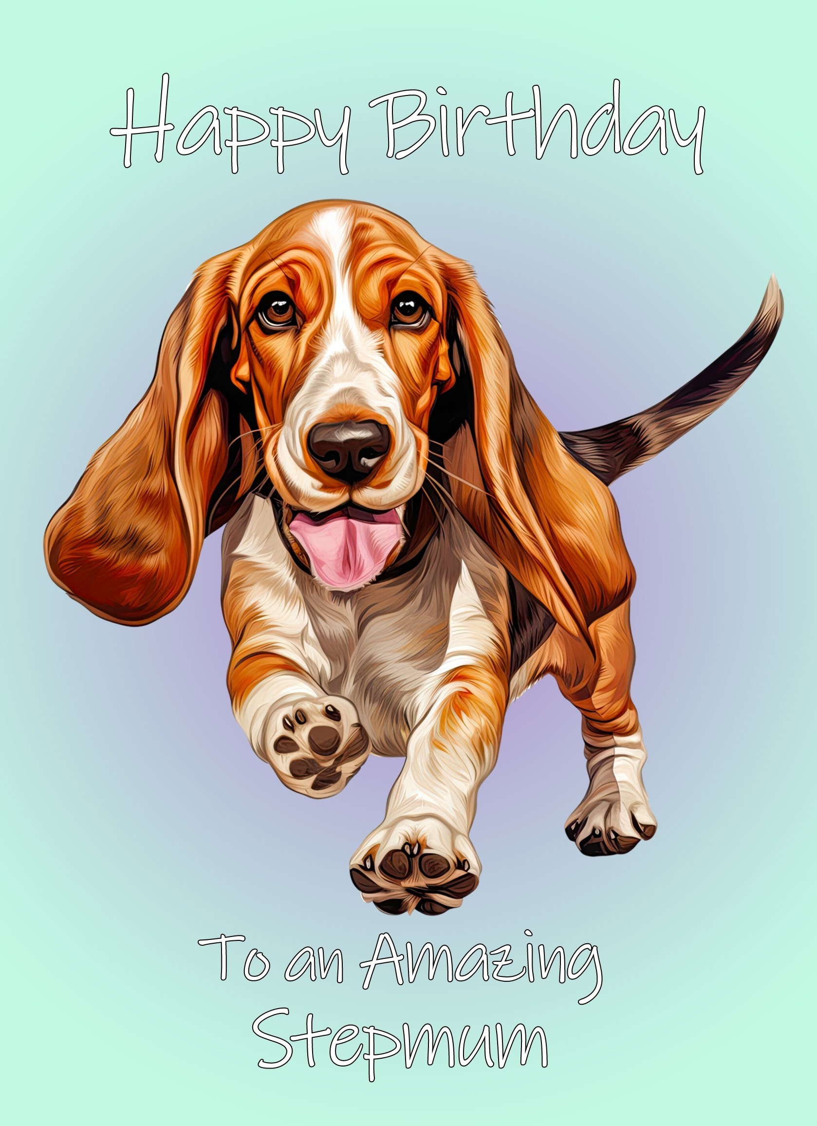 Basset Hound Dog Birthday Card For Stepmum