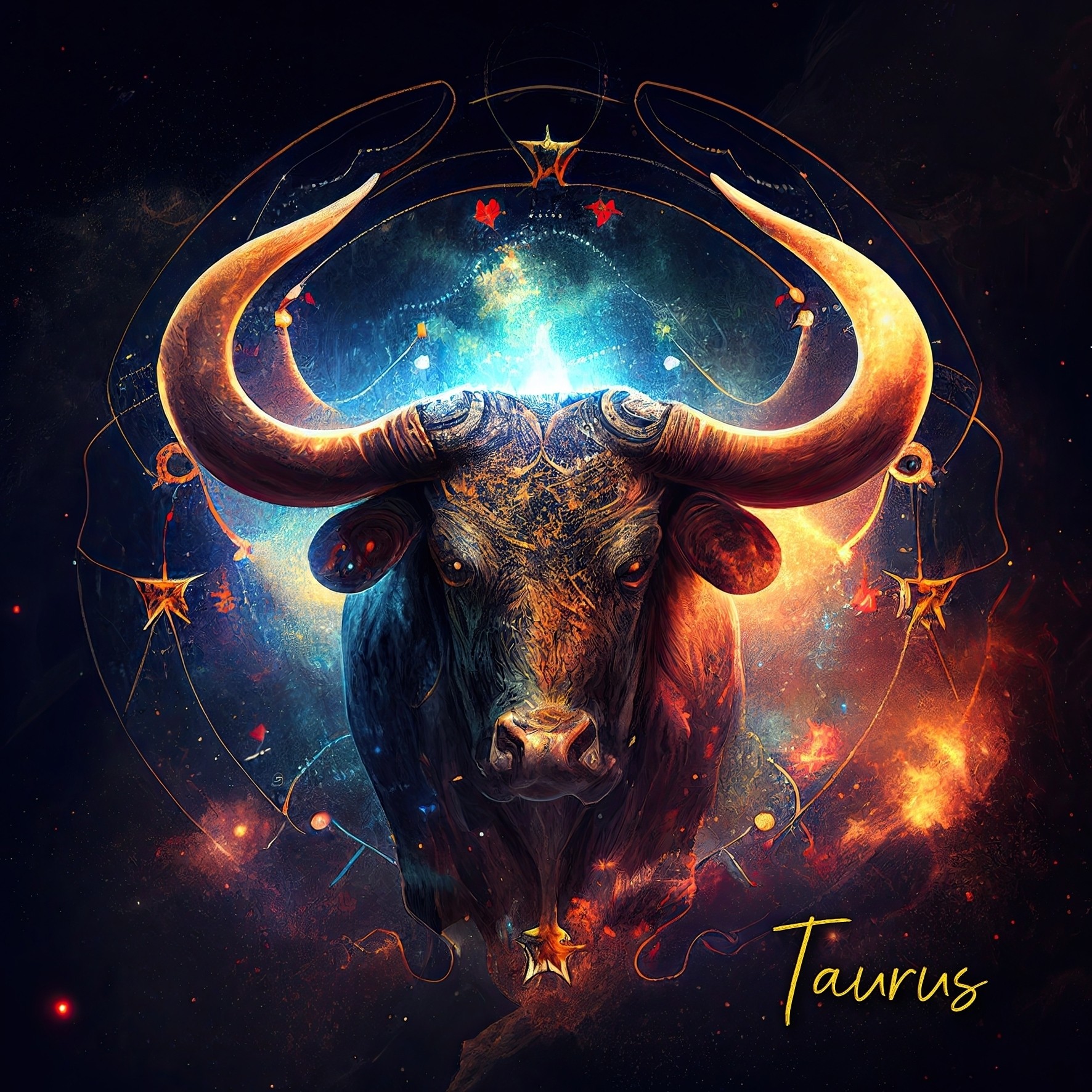 Fantasy Horoscope Square Greeting Card (Taurus)
