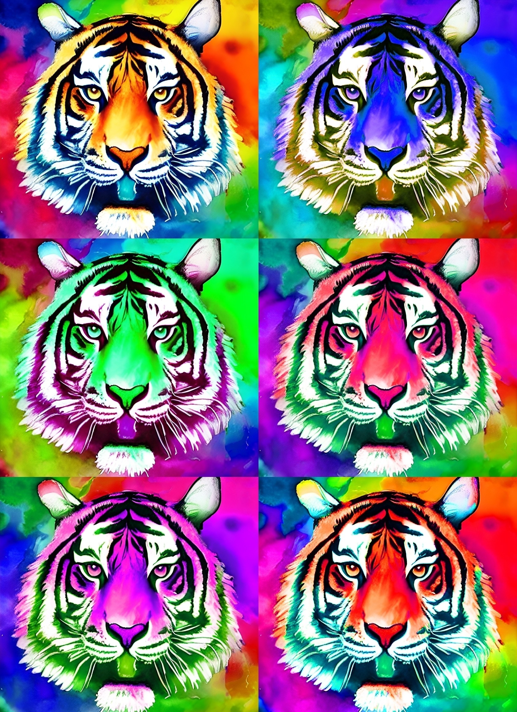 Tiger Colourful Pop Art Blank Greeting Card