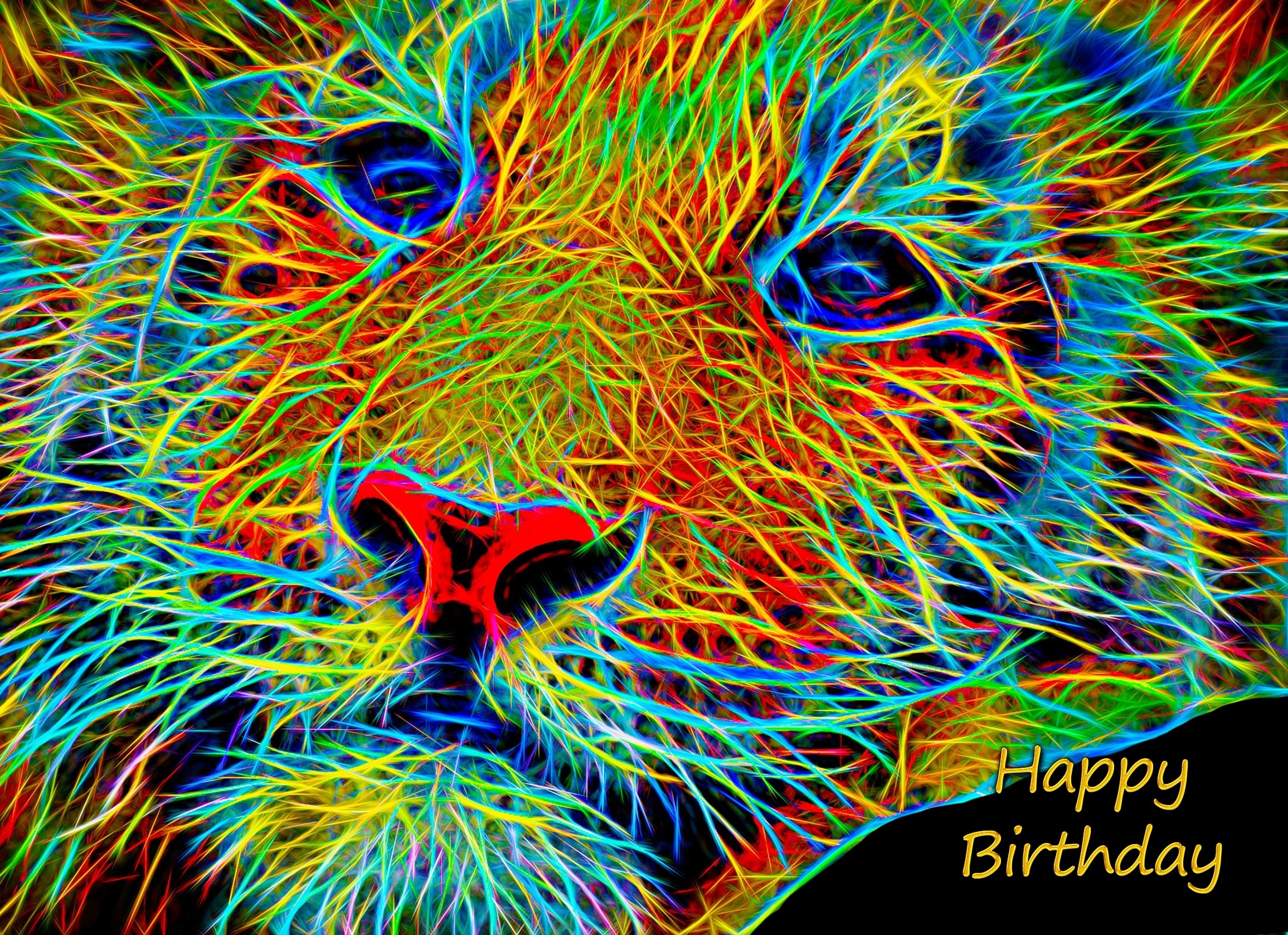 Tiger Neon Art Birthday Card