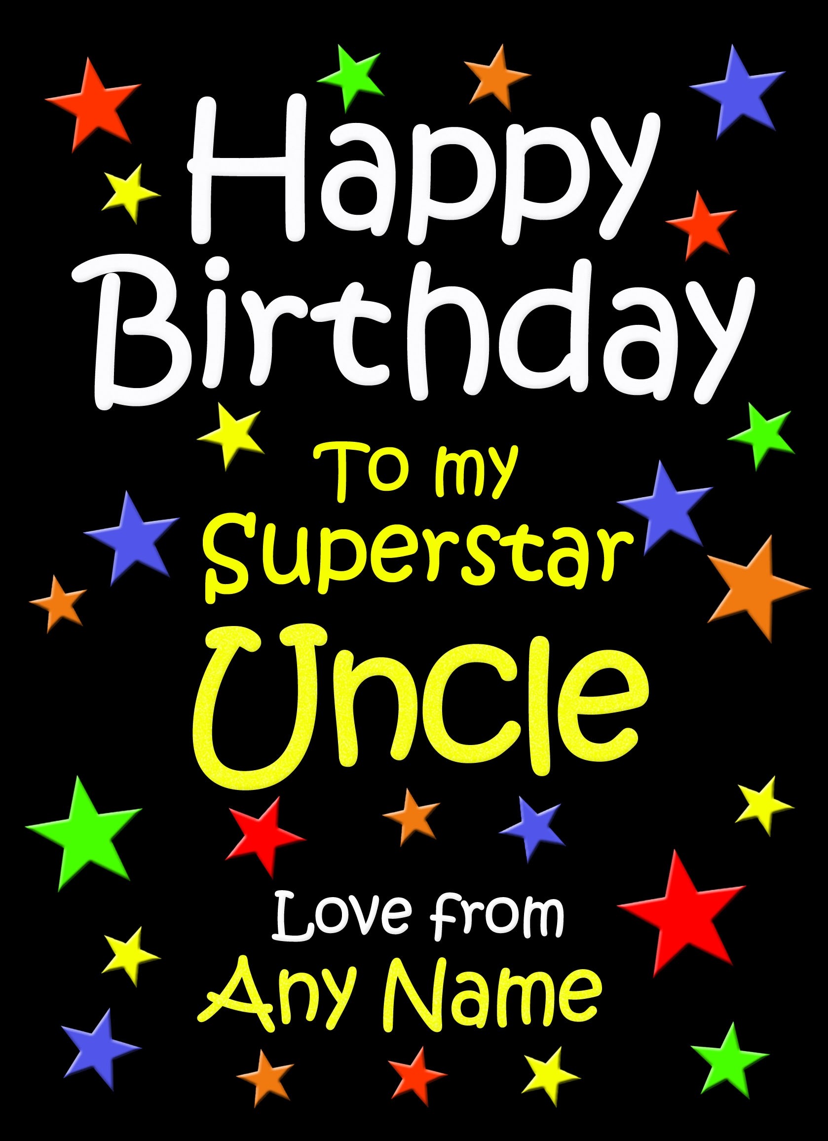 Personalised Uncle Birthday Card (Black)