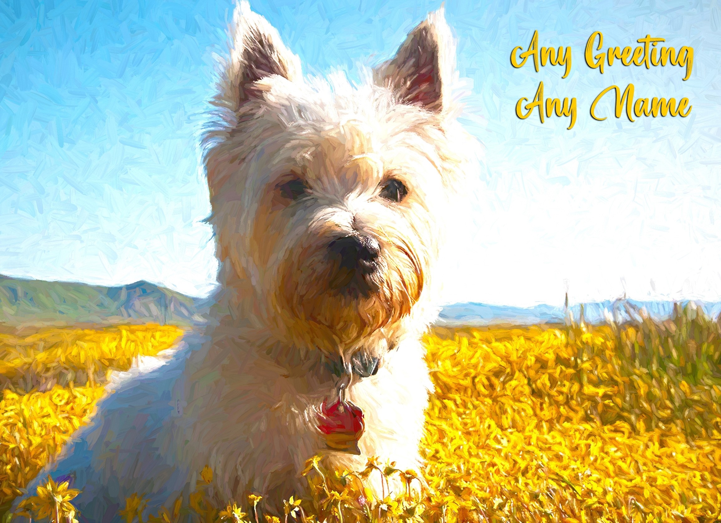 Personalised West Highland Terrier Art Greeting Card (Birthday, Christmas, Any Occasion)