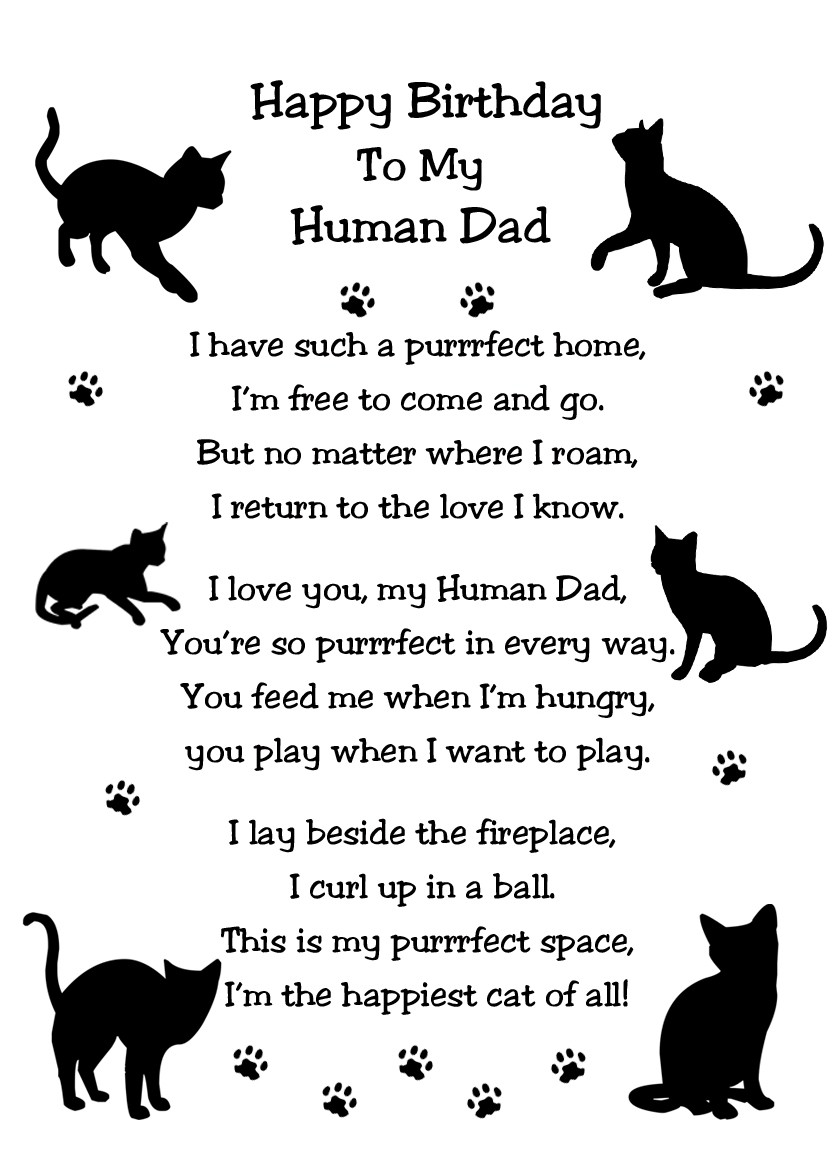 from The Cat Verse Poem Birthday Card (White, Human Dad)