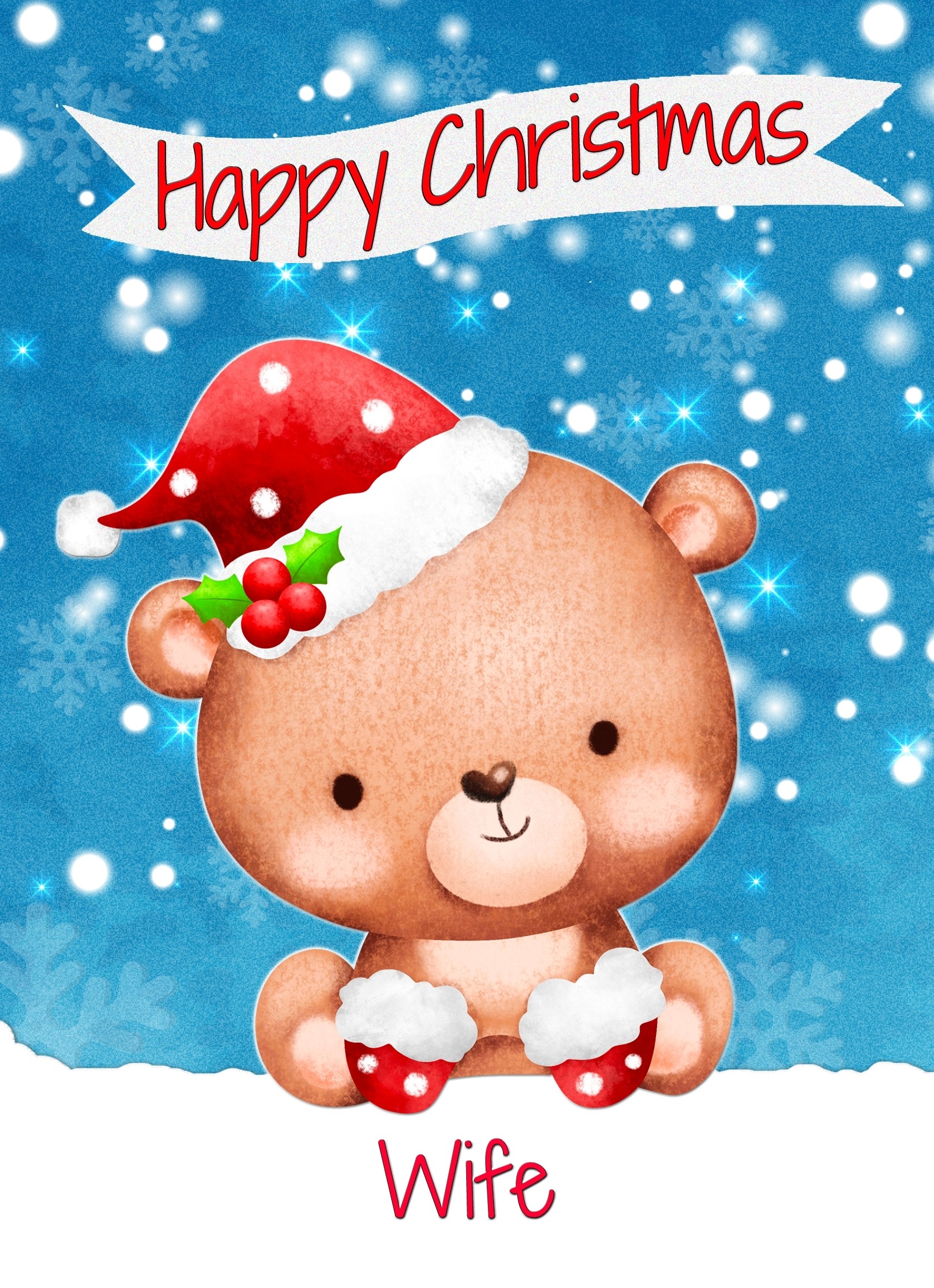 Christmas Card For Wife (Happy Christmas, Bear)
