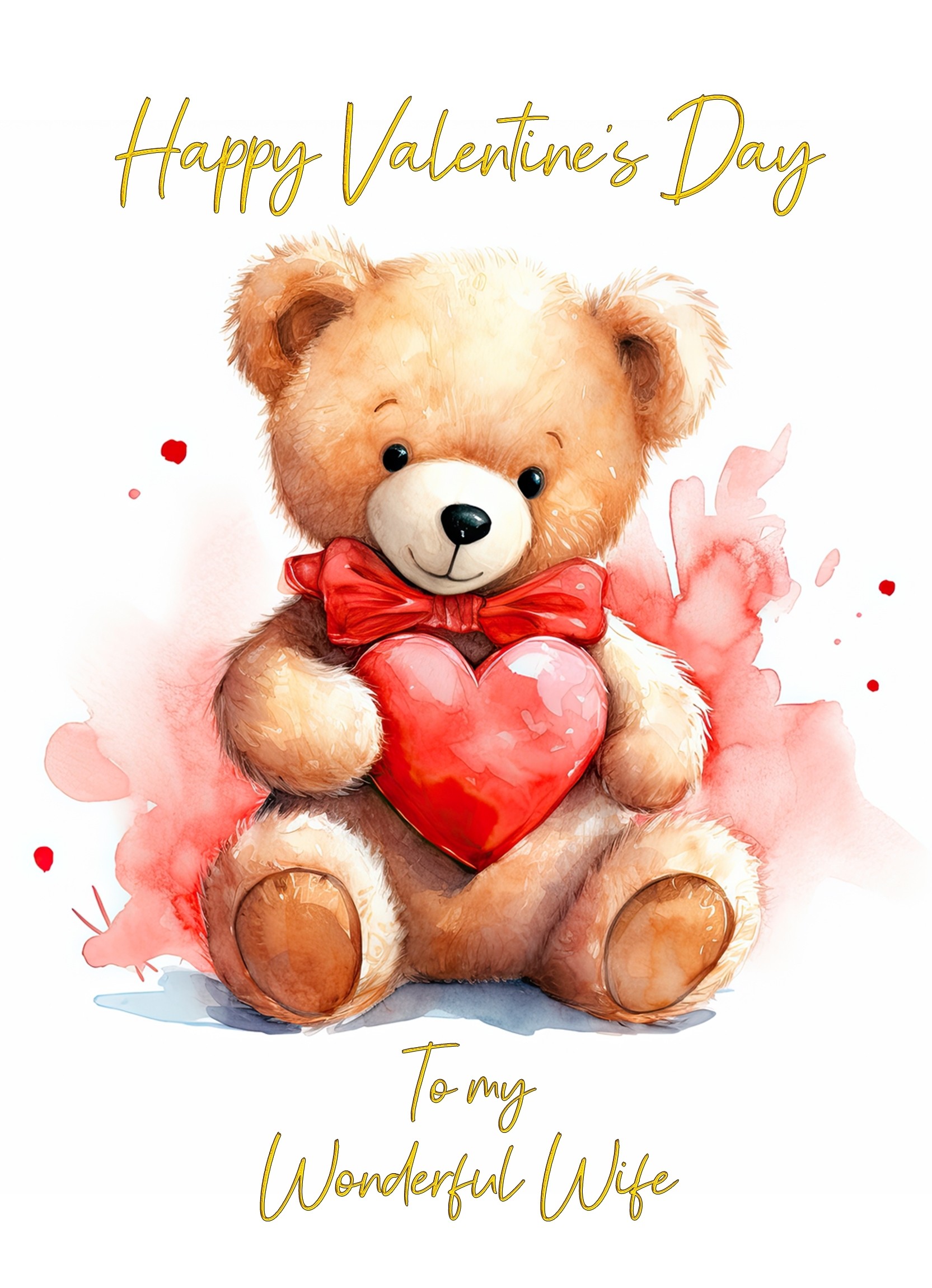Valentines Day Card for Wife (Cuddly Bear, Design 3)