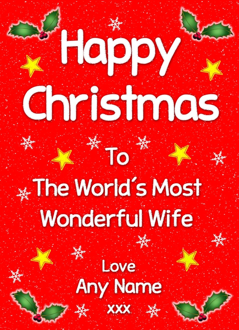 Personalised 'Wife' Christmas Greeting Card