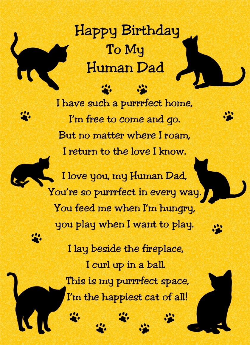 from The Cat Verse Poem Birthday Card (Yellow, Human Dad)