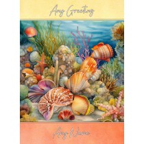 Personalised Beach Shells Art Greeting Card (Birthday, Fathers Day, Any Occasion)