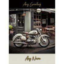 Personalised Vintage Classic Motorbike Greeting Card (Birthday, Fathers Day, Any Occasion) 1