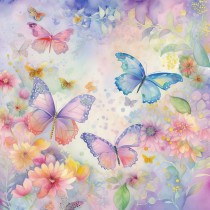 Pastel Butterfly Watercolour Square Blank Card 1