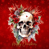 Gothic Fantasy Skull Wreath Christmas Square Card (Design 1)