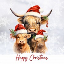 Christmas Animals Square Card (Highland Cow)