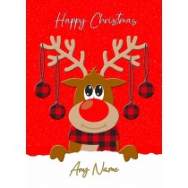 Personalised Reindeer Cartoon Christmas Card (Design 1)