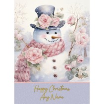 Personalised Snowman Art Christmas Card (Design 1)