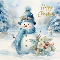 Snowman Art Christmas Greeting Card (Design 1)