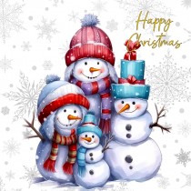 Snowman Art Christmas Greeting Card (Design 6)