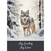 Personalised Fantasy Colourful Wolf Art Greeting Card (Design 5)