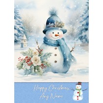 Personalised Snowman Art Greeting Card (Design 1)