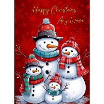 Personalised Snowman Art Greeting Card (Design 6)