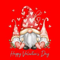 Valentines Day Square Greeting Card (Gnome, Design 1)
