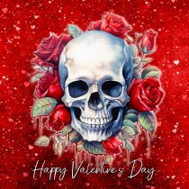 Valentines Day Square Greeting Card (Fantasy Skull, Design 1)
